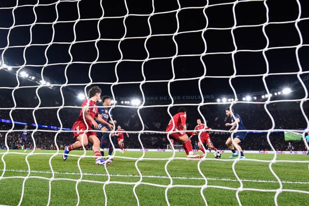 FOOTBALL : PSG vs Liverpool - Ligue des Champions - 08 04 2026 Photo taken with a remote camera - Khvicha Kvaratskhelia of Paris Saint Germain scores a goal during the UEFA Champions League match between Paris Saint Germain and Liverpool FC at Parc Des Princes on April 08 , 2026 in Paris, France. ( Photo by Federico Pestellini PsnewZ ) ParisFrance  Copyright: xFedericoxPestellinix