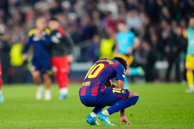 FC Barcelona, Barca v Atletico de Madrid - UEFA Champions League 2025 26 Quarter-Final First Leg Lamine Yamal right winger of Barcelona and Spain dejected after lose the UEFA Champions League 2025 26 Quarter-Final First Leg match between FC Barcelona and Club AtlÃ tico de Madrid at Estadio Spotify Camp Nou on April 8, 2026 in Barcelona, Spain. Barcelona Spain  Copyright: xJosexBretonx originalFilename:bretonhernandez-fcbarcel260408_npM6U.jpg