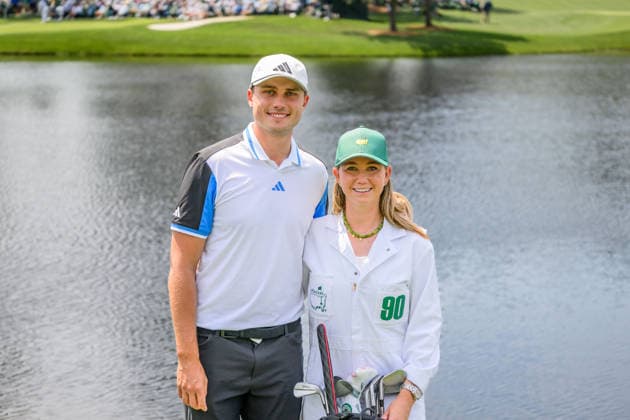 260408 Ludvig Aberg of Sweden with his girlfriend Olivia Peet during the Par Three Contest prior to the 2026 Masters Golf Tournament on April 8, 2026 in Augusta Photo Petter Arvidson BILDBYRAN kod PA PA1192 golf masters bbeng the masters augusta sverige flickvän  Copyright: PETTERxARVIDSON BB260408PA035