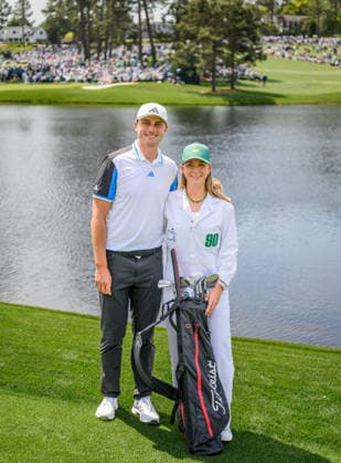 260408 Ludvig Aberg of Sweden with his girlfriend Olivia Peet during the Par Three Contest prior to the 2026 Masters Golf Tournament on April 8, 2026 in Augusta Photo Petter Arvidson BILDBYRAN kod PA PA1192 golf masters bbeng the masters augusta sverige flickvän  Copyright: PETTERxARVIDSON BB260408PA036