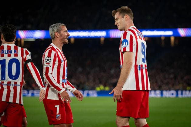 Alexander Sorloth AtlÃ tico de Madrid and Antoine Griezmann AtlÃ tico de Madrid seen in action during a UEFA Champions League match between FC Barcelona and Atletico de Madrid at Spotify Camp Nou in Barcelona, , Spain, on April 08 2026 Photo by Felipe Mondino Copyright: x@FELIPExMONDINOx