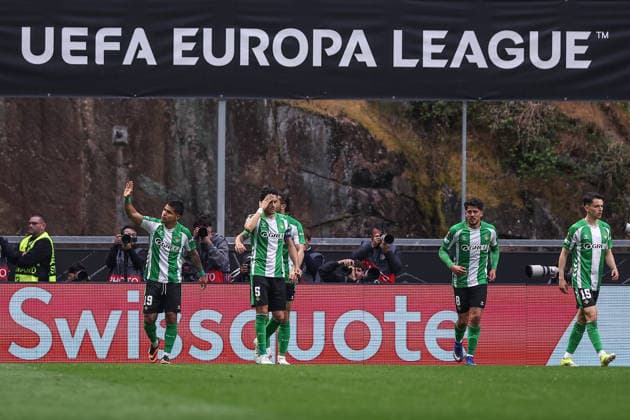 Braga, 08 04 2026 Sporting Clube de Braga hosted Real Betis this afternoon at the Estadio Municipal de Braga in a match corresponding to the first leg of the UEFA Europa League 2025 26 quarter-finals. Cucho Hernandez festeja o golo. (Miguel Pereira) NI190806MIGUELPEREIRA3070 Braga Portugal Copyright: xMiguelxPereirax