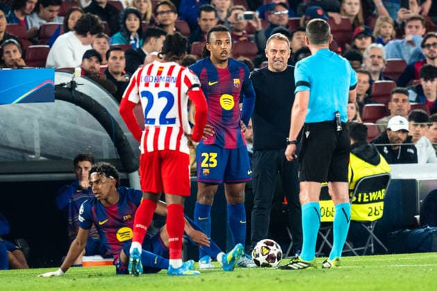 Football-Champions League-Quarte Final FC Barcelona, Barca v Atletico de Madrid in Barcelona, Spain. Barcelona, Spain, 8, April, 2026. Hansi Flick, head coach of FC Barcelona during Champions League match between FC Barcelona and Atletico de Madrid in Spotify Camp Nou Stadium, Barcelona, Spain, on April 8, 2026. Barcelona Spotify Camp Nou Stadium Barcelona Spain