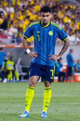 ORLANDO, FL - MARCH 26: Colombia forward Luis Diaz (7) looks on during the Road to 26 match between Colombia and Croatia on Thursday, March 26, 2026 at Camping World Stadium in Orlando, FL. (Photo by Chris Arjoon Icon Sportswire) SOCCER: MAR 26 Road to 26 Colombia vs Croatia EDITORIAL USE ONLY Icon2603260010111