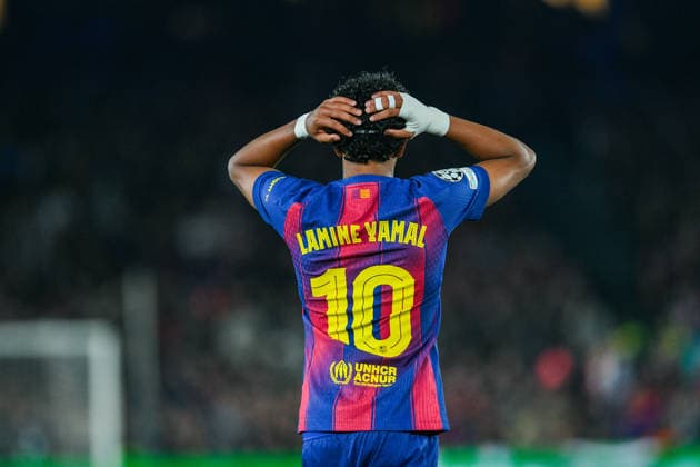 FC Barcelona, Barca v ATLETICO DE MADRID SPOTIFY CAMP NOU. BARCELONA. April 8, 2026 FC BARCELONA vs ATLETICO DE MADRID April 8, 2026 Lamine Yamal (10) of FC Barcelona reacts during the soccer match corresponding to the quarter finals match of the UEFA Champions League between FC Barcelona and Atletico de Madrid at Spotify Camp Nou in Barcelona, Spain. Barcelona ESP Copyright: xS.xRosx