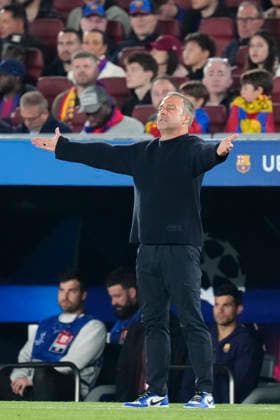 FC Barcelona, Barca v Atletico de Madrid - UEFA Champions League 2025 26 Quarter-Final First Leg Hansi Flick head coach of Barcelona reacts during the UEFA Champions League 2025 26 Quarter-Final First Leg match between FC Barcelona and Club AtlÃ tico de Madrid at Estadio Spotify Camp Nou on April 8, 2026 in Barcelona, Spain. Barcelona Spain  Copyright: xJosexBretonx originalFilename:bretonhernandez-fcbarcel260408_npDaO.jpg