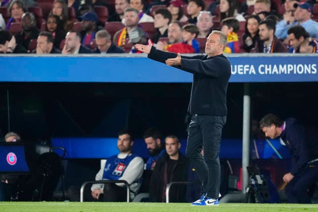 FC Barcelona, Barca v Atletico de Madrid - UEFA Champions League 2025 26 Quarter-Final First Leg Hansi Flick head coach of Barcelona reacts during the UEFA Champions League 2025 26 Quarter-Final First Leg match between FC Barcelona and Club AtlÃ tico de Madrid at Estadio Spotify Camp Nou on April 8, 2026 in Barcelona, Spain. Barcelona Spain  Copyright: xJosexBretonx originalFilename:bretonhernandez-fcbarcel260408_npQO2.jpg
