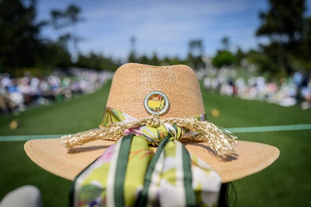 260408 General view of a patrons hat during the Par Three Contest prior to the 2026 Masters Golf Tournament on April 8, 2026 in Augusta Photo Petter Arvidson BILDBYRAN kod PA PA1192 golf masters bbeng the masters augusta genre  Copyright: PETTERxARVIDSON BB260408PA102