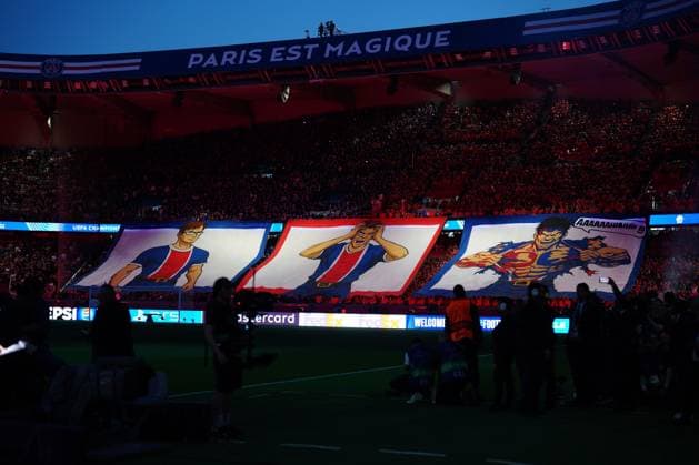 PSG tiffo as the players come out Paris Saint-Germain v Liverpool, UEFA Champions League, Quarter Final, First Leg, Football, Parc des Princes, Paris, France - 08 Apr 2026Paris Parc des Princes France EDITORIAL USE ONLY No use with unauthorised audio, video, data, fixture lists, club league logos or live services. Online in-match use limited to 120 images, no video emulation. No use in betting, games or single club league player publications.  Copyright: xDavexWinter Shutterstockx 16811861mt