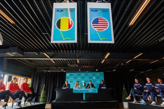 this picture shows the draw for this weekend s tennis matches between Belgium and USA, in the qualifiers of the Billie Jean King Cup tennis, in Oostende, Belgium, on Thursday 09 April 2026. The meeting will take place on 10 and 11th April. PHOTO KURTxDESPLENTER  x170280208x