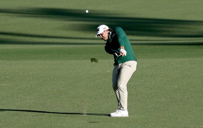Golf 2026 Masters Tournament - Round 1 Aldrich Potgieter of South Africa plays a shot from the fairway on hole 2 in Round 1 of the 2026 Masters tournament in August, Georgia, USA, 09 April 2026. Augusta United States  Copyright: xERIKxS.xLESSERx