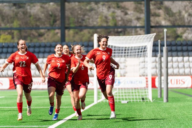 Biel Bienne, Switzerland - April 09:Emanuela Pfister celebrating her goal during the WU19 Euro qualifiers match between Wales WU19 and Switzerland WU19 At Tissot Arena on April 09, 2026 in Biel Bienne, Switzerland Copyright: xBlendixSmajlix-xSPPx Sportspressphoto_SPR126978