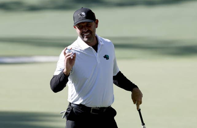Golf 2026 Masters Tournament - Round 1 Charl Schwartzel of South Africa reacts to a birdie on hole 6 in Round 1 of the 2026 Masters tournament in August, Georgia, USA, 09 April 2026. Augusta United States  Copyright: xERIKxS.xLESSERx