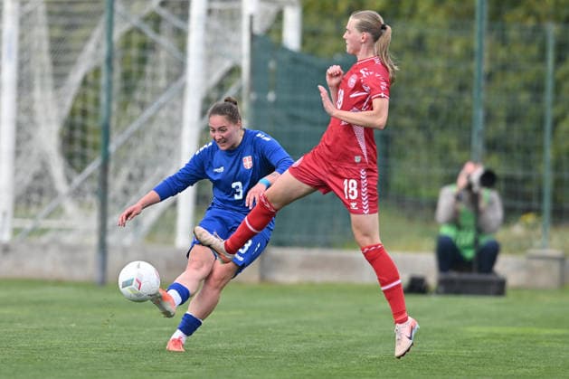 SERBIA WU19 vs DENMARK WU19 Janja Jovicic vs Josefine Hansen Uhd football WU19 Serbia vs Denmark WU19 European qualification match sports center FSS, Stara Pazova 09.04.2026 Foto: FOOTBALL, SERBIA WU19, DENMARK U19, WOMEN, EUROPEAN QUALIFIERS Stara Pazova Sports center Stara Pazova Serbia Copyright: xMarkoxMetlas xMNxPressx