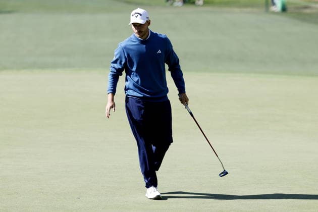 Golf 2026 Masters Tournament - Round 1 Rasmus Hojgaard of Denmark reacts on hole 6 in Round 1 of the 2026 Masters tournament in August, Georgia, USA, 09 April 2026. Augusta United States  Copyright: xERIKxS.xLESSERx
