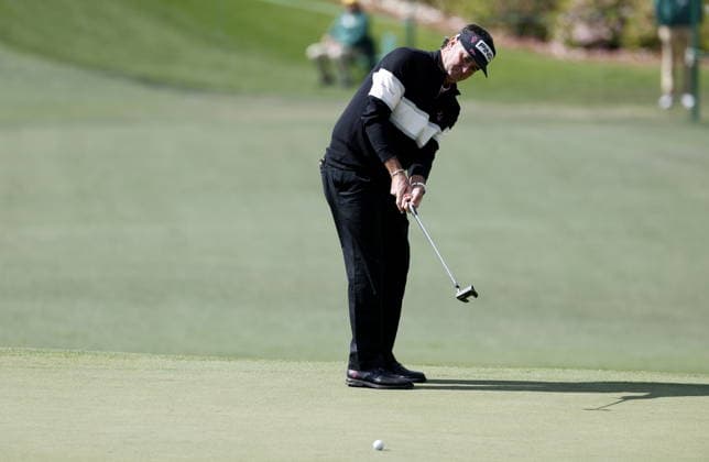 Golf 2026 Masters Tournament - Round 1 Bubba Watson of the USA attempts to putt on hole 6 in Round 1 of the 2026 Masters tournament in August, Georgia, USA, 09 April 2026. Augusta United States  Copyright: xERIKxS.xLESSERx