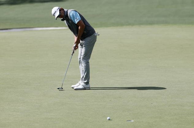 Golf 2026 Masters Tournament - Round 1 Nicolas Echavarria of Colombia attempts to putt on hole 6 in Round 1 of the 2026 Masters tournament in August, Georgia, USA, 09 April 2026. Augusta United States  Copyright: xERIKxS.xLESSERx