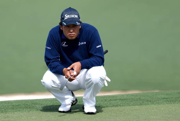 Golf 2026 Masters Tournament - Round 1 Hideki Matsuyama of Japan lines up a putt on hole 2 in Round 1 of the 2026 Masters tournament in August, Georgia, USA, 09 April 2026. Augusta United States  Copyright: xCHRISxTORRESx