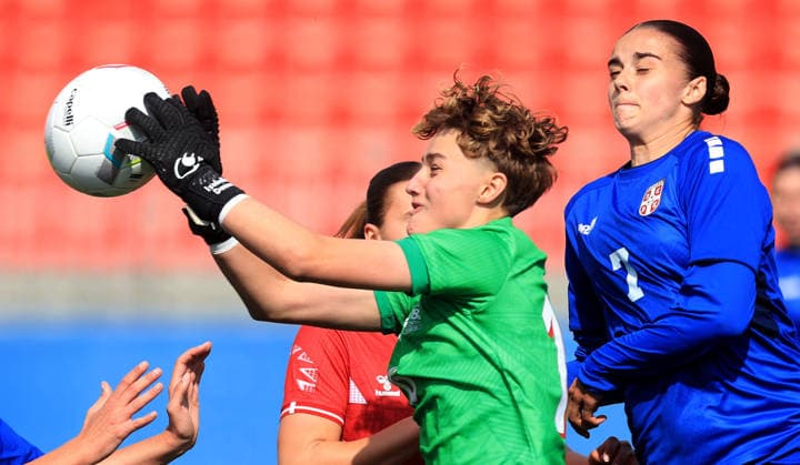 09.04.2026 Stara Pazova Denmark-Serbia U19 U-19 Under-19 European qualifiers women s football Isabella Damm(C) Denmark,Paulina Stanic(R) Serbia :