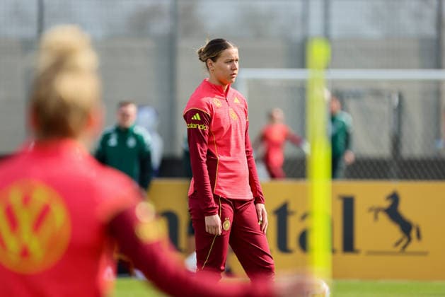 Herzogenaurach, Germany 09 April 2026 International match of the German womens national soccer team in preparation for the World Cup qualifiers in Herzogenaurach Training In the picture Larissa Mühlhaus Muehlhaus Germany Copyright: HMBxMedia MadeleinexFantini