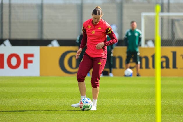 Herzogenaurach, Germany 09 April 2026 International match of the German womens national soccer team in preparation for the World Cup qualifiers in Herzogenaurach Training In the picture Larissa Mühlhaus Muehlhaus Germany Copyright: HMBxMedia MadeleinexFantini
