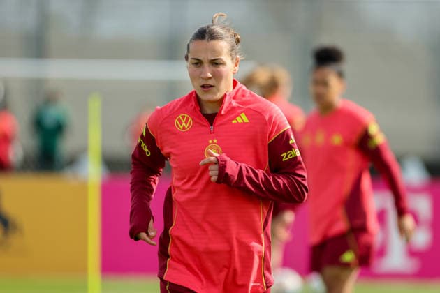 Herzogenaurach, Germany 09 April 2026 International match of the German womens national soccer team in preparation for the World Cup qualifiers in Herzogenaurach Training In the picture Carlotta Wamser Germany Copyright: HMBxMedia MadeleinexFantini