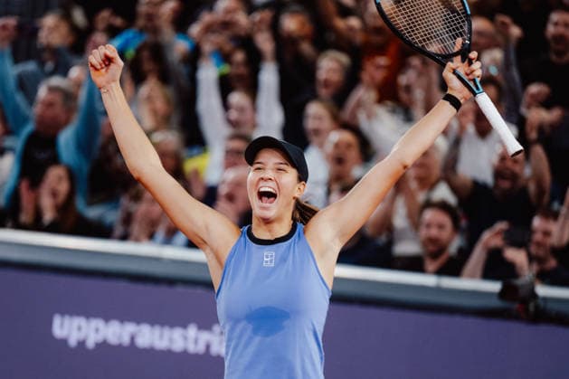 TENNIS - WTA, Tennis Damen Upper Austria Ladies Linz LINZ,AUSTRIA,09.APR.26 - TENNIS - WTA Tour, Upper Austria Ladies Linz. Image shows the rejoicing of Lilli Tagger (AUT).  GEPAxpictures xAlexanderxSolc