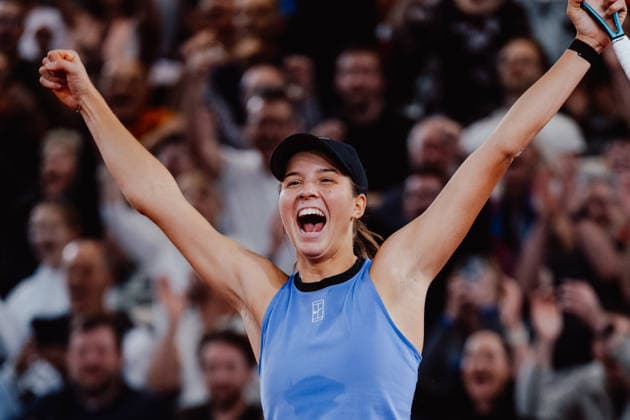 TENNIS - WTA, Tennis Damen Upper Austria Ladies Linz LINZ,AUSTRIA,09.APR.26 - TENNIS - WTA Tour, Upper Austria Ladies Linz. Image shows the rejoicing of Lilli Tagger (AUT).  GEPAxpictures xAlexanderxSolc