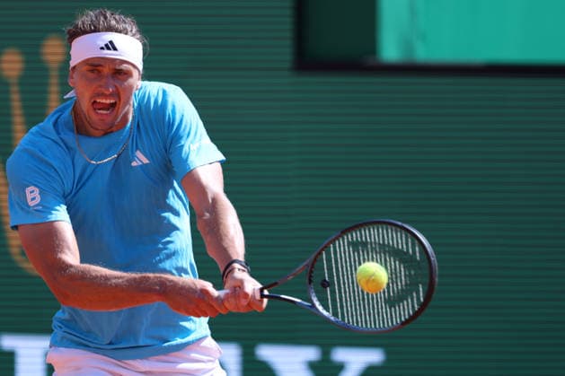 Rolex Monte-Carlo Masters - Day Five Alexander Zverev of Germany plays a backhand during his Round of 16 match against Zizou Bergs of Belgium on day Five of the Rolex Monte-Carlo Masters at Monte-Carlo Country Club on April 9, 2025 in Monte-Carlo, Monaco. Monaco Monte-Carlo Country Club Monte_Carlo Monaco Copyright: xAllstarxPicturexLibraryxLtdx