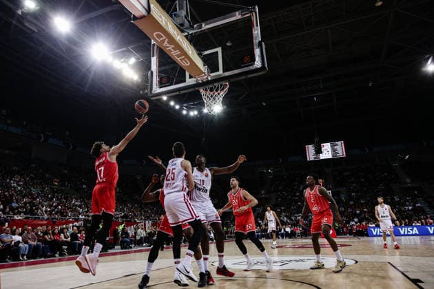 Action during the Euroleague game between Hapoel IBI Tel Aviv vs Olympiacos Piraeus - Arena 8888 in Sofia, Bulgaria on April 9, 2026  Copyright: xIvanxSxIvanov IPAxSportx xipa-agency.netx xx IPA_73849578 IPA_Agency_IPA73849578