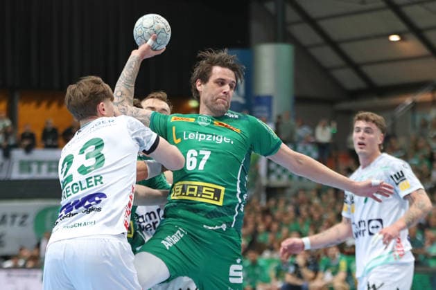 Handball DAIKIN HBL, SC DHfK Leipzig FRISCH AUF Göppingen 09 04 2026 Dean Bombac 67, SC DHfK Leipzig Handball, DAIKIN HBL, 1 Bundesliga, Season 2025 2026, 28 Matchday SC DHfK Leipzig vs FRISCH AUF Göppingen on 09 04 2026 at Quarterback Immobilien Arena Leipzig Copyright: xBEAUTIFULxSPORTS JanxKaeferx