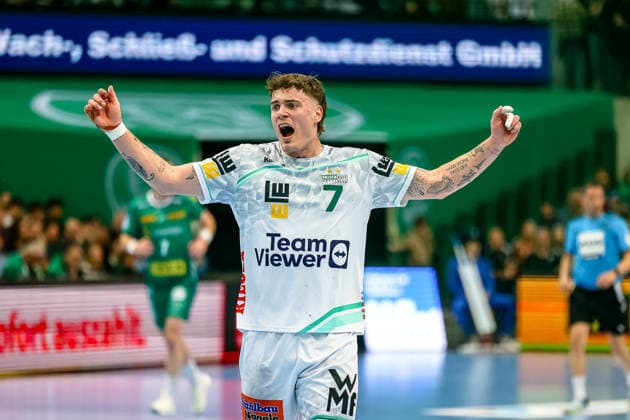 Victor Kloeve FRISCH AUF Goeppingen, 07 gives instructions, gestures, SC DHfK Leipzig vs FRISCH AUF Goeppingen, Handball, 1 Bundesliga, Matchday 28, Season 2025 2026, 09 04 2026, SC DHfK Leipzig vs FRISCH AUF Goeppingen, Handball, 1 Bundesliga, Matchday 28, Season 2025 2026, 09 04 2026 Leipzig Copyright: xEibner-Pressefoto LauraxRoemerx EP_LRR