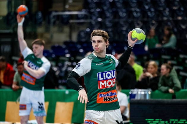 Franko Lastro FRISCH AUF Goeppingen, 28 at the warm up before the game, SC DHfK Leipzig vs FRISCH AUF Goeppingen, Handball, 1 Bundesliga, Matchday 28, Season 2025 2026, 09 04 2026, SC DHfK Leipzig vs FRISCH AUF Goeppingen, Handball, 1 Bundesliga, Matchday 28, Season 2025 2026, 09 04 2026 Leipzig Copyright: xEibner-Pressefoto LauraxRoemerx EP_LRR