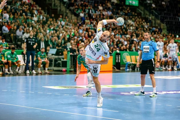 Marcel Schiller FRISCH AUF Goeppingen, 24 throws seven-meter, SC DHfK Leipzig vs FRISCH AUF Goeppingen, Handball, 1 Bundesliga, Matchday 28, Season 2025 2026, 09 04 2026, SC DHfK Leipzig vs FRISCH AUF Goeppingen, Handball, 1 Bundesliga, Matchday 28, Season 2025 2026, 09 04 2026 Leipzig Copyright: xEibner-Pressefoto LauraxRoemerx EP_LRR