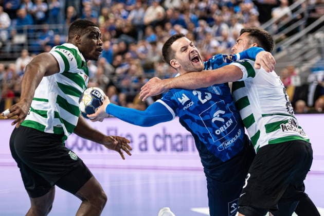 2026.04.09 Plock pilka reczna EHF Champions League 2025 2026 Orlen Wisla Plock - Sporting CP N z Gassama Cissokho Mamadou, Zarabec Miha, Gurri Aregay Jan Foto Przemyslaw Strak PressFocus 2026.04.09 Plock Handball - EHF Champions League 2025 2026 Orlen Wisla Plock - Sporting CP Gassama Cissokho Mamadou, Zarabec Miha, Gurri Aregay Jan Credit: Przemyslaw Strak PressFocus NEWSPIX.PL --- newspix.pl 