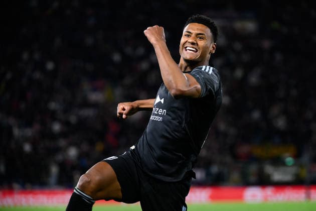 Ollie Watkins of Aston Villa FC celebrates after scoring the goal of 0-2 during the UEFA Europa League 2025 2026 football match between Bologna FC 1909 and Aston Villa FC at Renato Dall Ara Stadium in Bologna (Italy), April 9, 2026. andreaxstaccioli