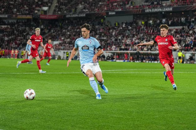 UEFA Europa League SC Freiburg vs RC Celta Vigo, 09 04 2026 Pablo Duran RC Celta Vigo, 18 on the ball UEFA Europa League SC Freiburg vs RC Celta Vigo, Europa Park Stadium, 09 04 2026 Copyright: xBEAUTIFULxSPORTS Boscox