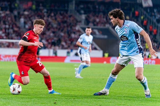 09 04 2026, xdaymx, Football UEFA Europa League, SC Freiburg Celta Vigo vl Philipp Treu and Marcos Alonso DFL DFB REGULATIONS PROHIBIT ANY USE OF PHOTOGRAPHS as IMAGE SEQUENCES and or QUASI VIDEO Freiburg