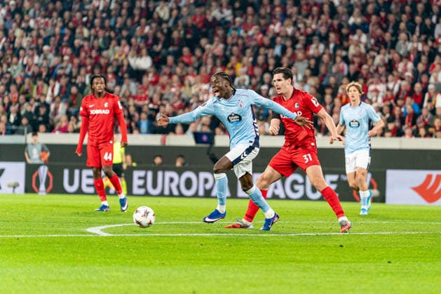 09 04 2026, xdaymx, Football UEFA Europa League, SC Freiburg Celta Vigo vl Ilaix Moriba and Igor Matanovic DFL DFB REGULATIONS PROHIBIT ANY USE OF PHOTOGRAPHS as IMAGE SEQUENCES and or QUASI VIDEO Freiburg