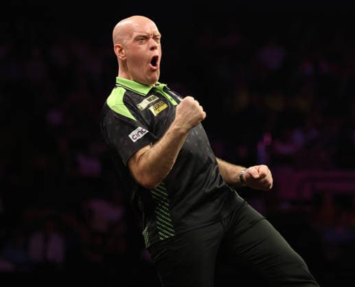 , Premier League Darts Michael Van Gerwen during the 2026 BetMGM Premier League Darts at the Brighton Centre, Brighton & Hove, UK on 9 April 2026. Brighton & Hove Brighton Centre East Sussex UK Editorial use only , Copyright: xChrisxSargeantx PSI-24021-0102