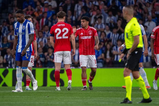 April 9, 2026, Porto, Porto, Portugal: PORTO, PORTUGAL - APRIL 09: MORGAN GIBBS-WHITE of Nottingham Forest celebrates his goal during the UEFA Europa League 2025 26 Quarter-Final Leg One match between FC Porto and Nottingham Forest FC at Estadio do Dragao on April 09, 2026 in Porto, Portugal. FC Porto X Nottingham Forest - UEFA Europa League 2025 26  - ZUMAl192 20260409_zsp_l192_058 Copyright: xMiguelxLemosx