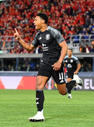 Bologna v Aston Villa, UEFA Europa League, Quarter Final, Football, Renato dall Ara, Bologna, ITA - 09 Apr 2026 Ollie Watkins of Aston Villa celebrates scoring his teams second goal making the score 0-2 Bologna Renato dall Ara Bologna ITA, UK NEWSPAPERS OUT Copyright: xMarkxEnfieldx