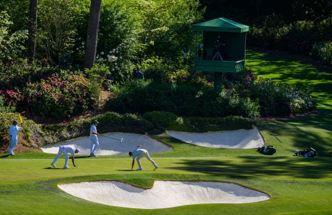 260409 Ludvig Aberg of Sweden and Jon Rahm of Spain during the first round of the 2026 Masters Golf Tournament on April 9, 2026 in Augusta Photo Petter Arvidson BILDBYRAN kod PA PA1193 golf masters bbeng the masters augusta  Copyright: PETTERxARVIDSON BB260409PA362