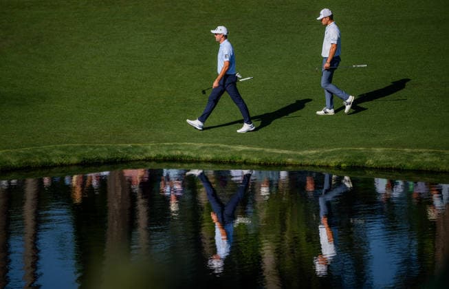 260409 Corey Conners of Canada and Michael Brennan of the United States during the first round of the 2026 Masters Golf Tournament on April 9, 2026 in Augusta Photo Petter Arvidson BILDBYRAN kod PA PA1193 golf masters bbeng the masters augusta  Copyright: PETTERxARVIDSON BB260409PA368