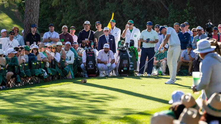 AUGUSTA 20260409 Ludvig Aberg during the first days play here he strikes out on the 17th hole Photo Christer Höglund TT code 40750 AUGUSTA USA x40750x  Copyright: xChristerxHöglundx xTTx US MASTERS GOLF