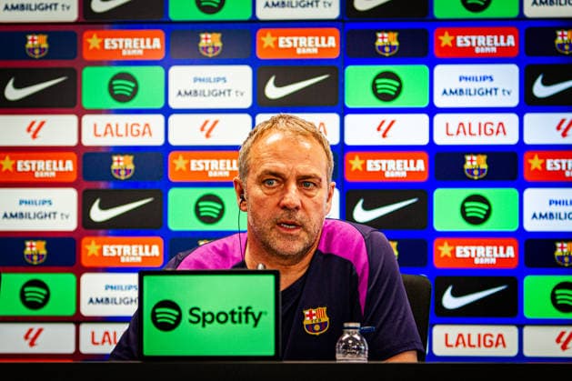 ESP: FC Barcelona, Barca Pre-match. La Liga Hansi Flick of FC Barcelona during the pre-match press conference, PK, Pressekonferenz against RCD Espanol in La Liga on April 10, 2026 in Barcelona Spain Barcelona Spain Football *** ESP FC Barcelona Pre match La Liga Hansi Flick of FC Barcelona during the pre match press conference against RCD Espanol in La Liga on April 10, 2026 in Barcelona Spain Barcelona Spain Football Copyright: xOriolxSanchezx xAgenciaxLOFx