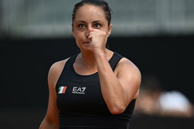 Elisabetta Cocciaretto of Italy celebrate the victory of first set against Moyuka Uchijima of Japan during the Billie Jean King Cup by Gainbridge Qualifiers 2026, match between Italy and Japan at ASD Colle degli Dei on April 10, 2026 in Velletri, Italy.  Copyright: xDomenicoxCippitelli IPAxSportx xipa-agency.netx xx IPA_73861853 IPA_Agency_IPA73861853