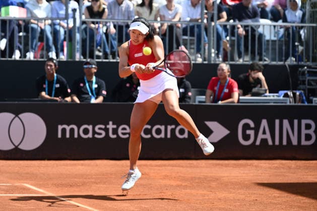 TENNIS - Internazionali di Tennis - BJK Cup Qualifiers - Italy vs Japan Moyuka Uchijima of Japan against Elisabetta Cocciaretto of Italy during the Billie Jean King Cup by Gainbridge Qualifiers 2026, match between Italy and Japan at ASD Colle degli Dei on April 10, 2026 in Velletri, Italy. Velletri Italy  Copyright: xIPAxSport ABACAx