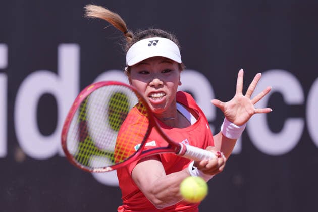 Himeno Sakatsume (JPN) during the Billy Jean King Cup tennis match between Jasmine Paolini (ITA) vs Himeno Sakatsume (JPN) at the Velletri™s stadium, Italy - Friday April 10, 2026 - Tennis ( Photo by Alfredo Falcone LaPresse )  Copyright: xAlfredoxFalcone LaPressex