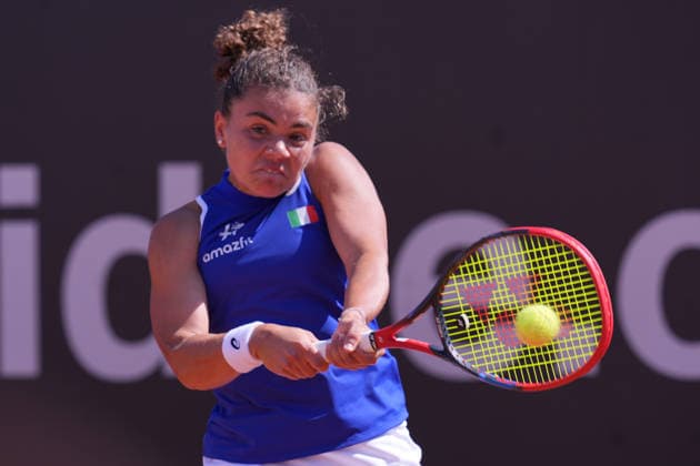 Jasmine Paolini (ITA) during the Billy Jean King Cup tennis match between Jasmine Paolini (ITA) vs Himeno Sakatsume (JPN) at the Velletri™s stadium, Italy - Friday April 10, 2026 - Tennis ( Photo by Alfredo Falcone LaPresse )  Copyright: xAlfredoxFalcone LaPressex